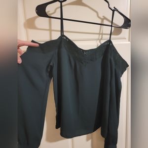 Express spaghetti strap cold shoulder long sleeve top